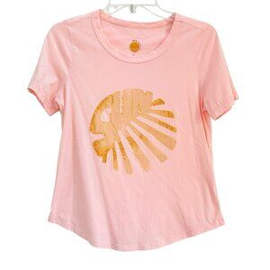 Anthropologie Daily Practice Sunburst Graphic Tee T-Shirt Pink Yellow Womens XS
